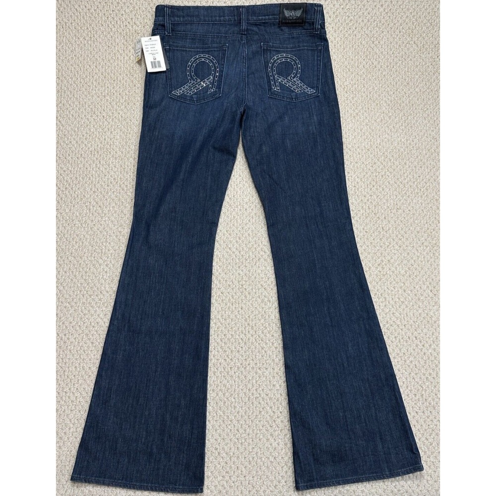 NEW Rock & Republic Roth Jeans Womens 32 (Fits 34x36) Vela Blue Flare Leg Denim